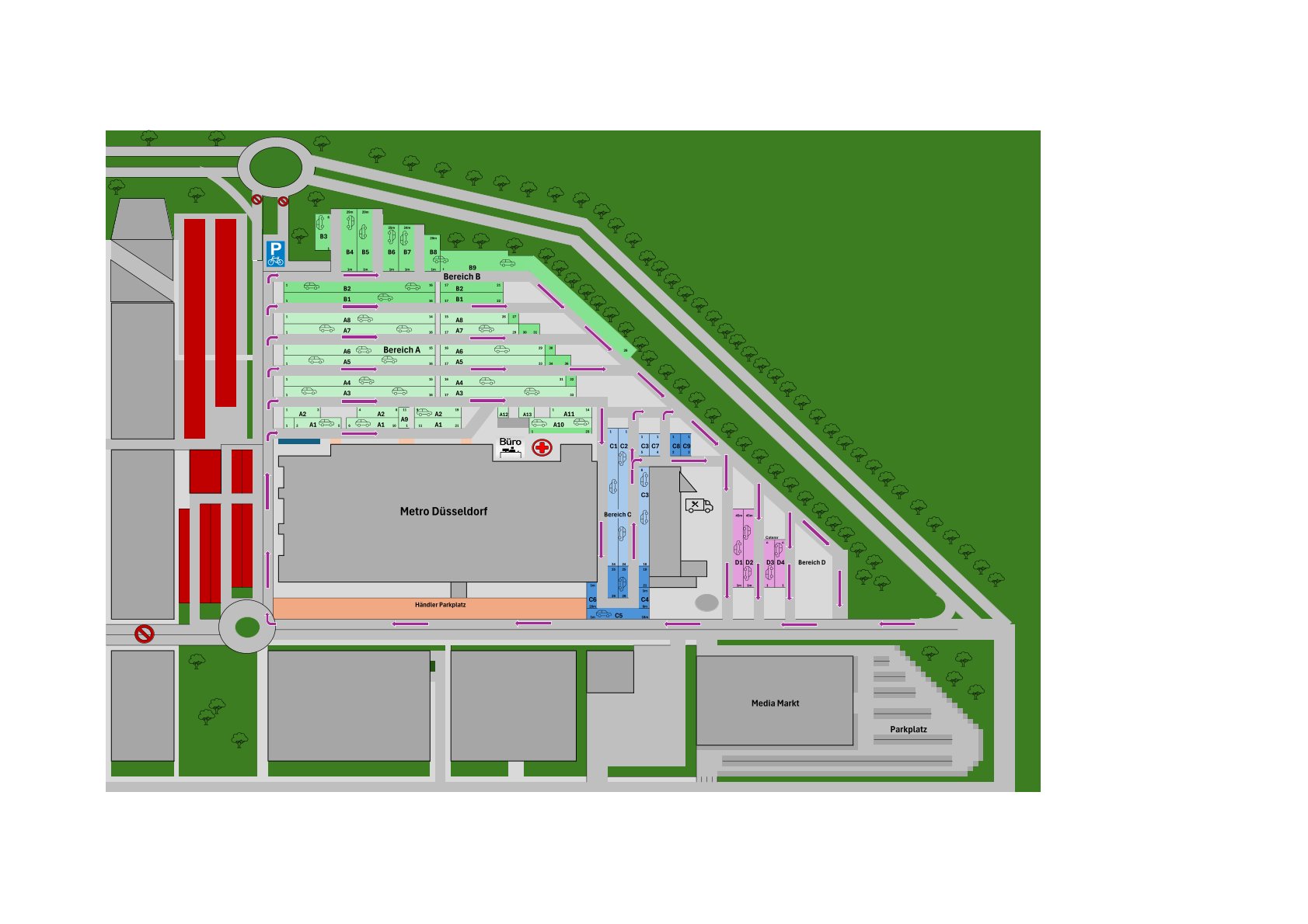 Plan Radschlägermarkt an der METRO DUS